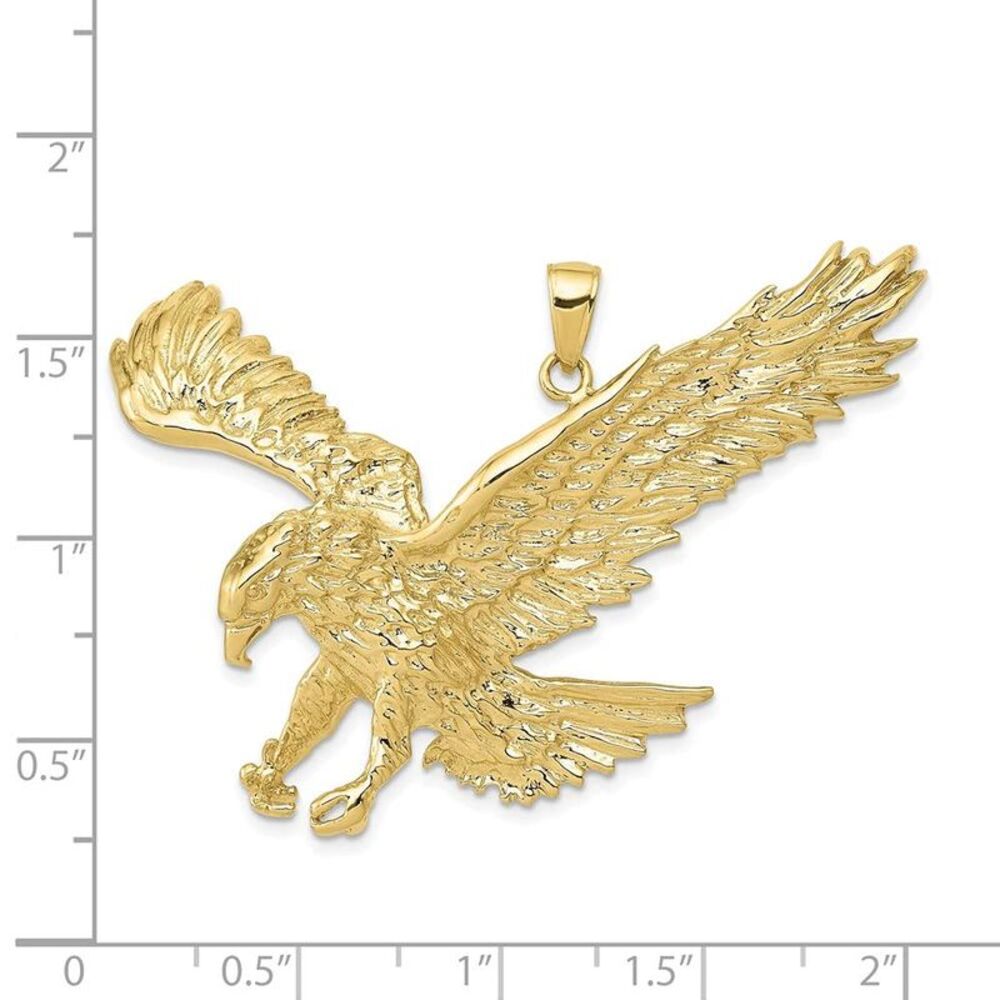 10k Yellow Gold Solid Polished Eagle Pendant - image 8